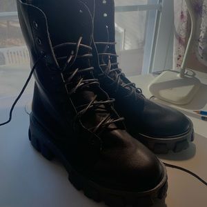 black combat boots
